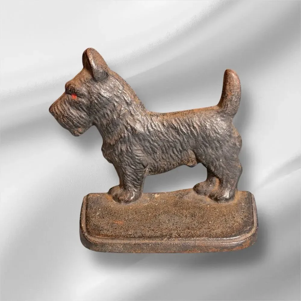 Vintage Scottie Dog 1 Bookend Door Stop Cast Iron Decor Dog Lover Gift